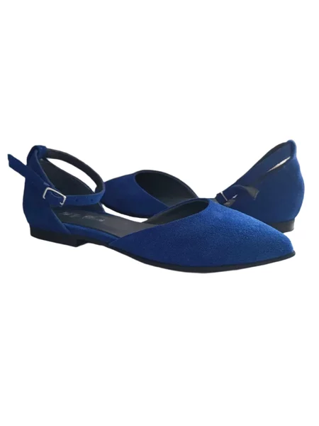 Balerini piele naturala Britania Electric Blue - Dolly Shoes