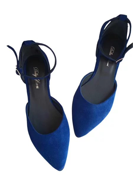 Balerini piele naturala Britania Electric Blue - Dolly Shoes