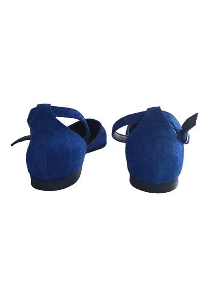 Balerini piele naturala Britania Electric Blue - Dolly Shoes