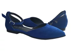 Balerini piele naturala Britania Electric Blue - Dolly Shoes